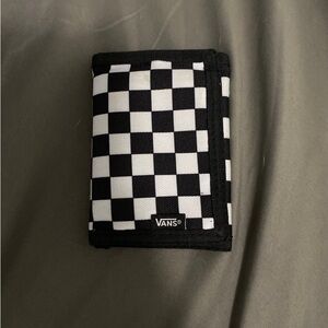black and white checkered vans folding wallet